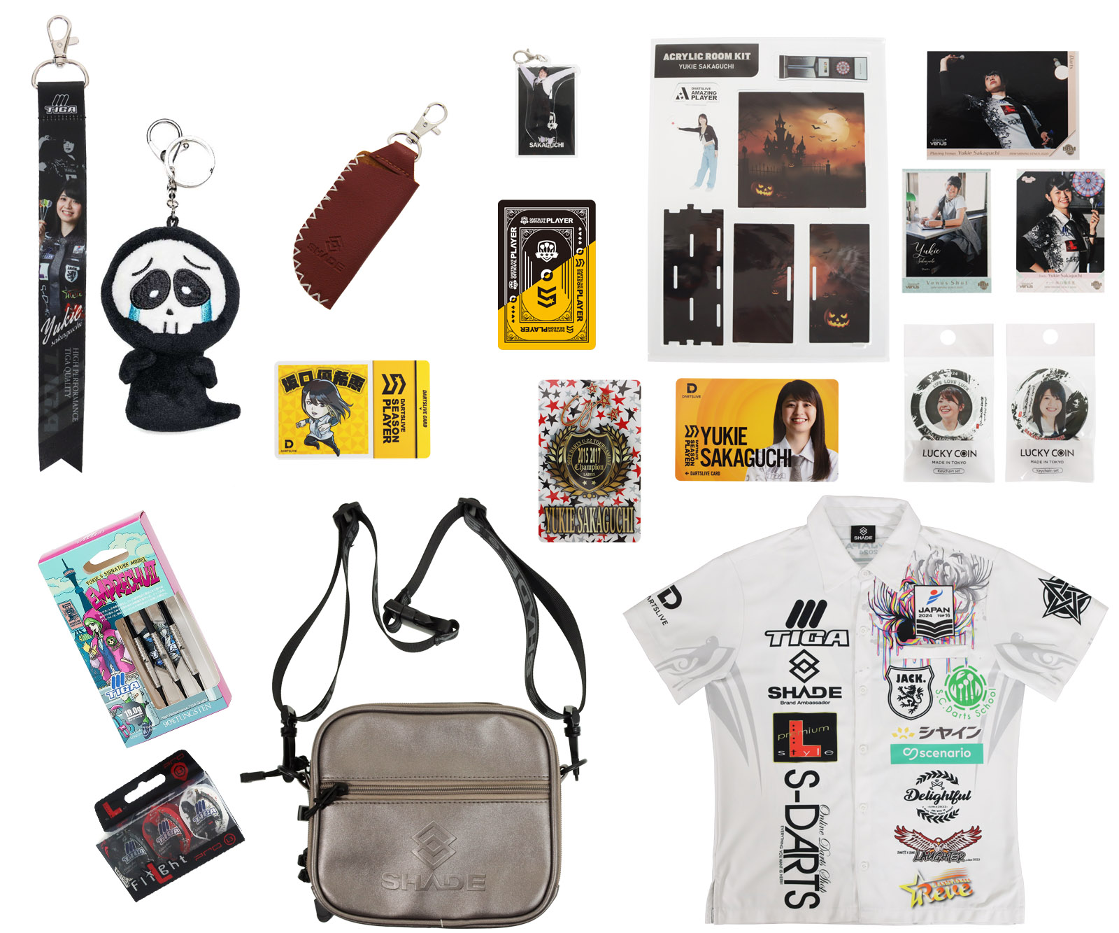 坂口優希恵選手 フライト アクリルスタンド ユニフォームキーホルダー ぬいぐるみ ダーツショップ エスダーツ